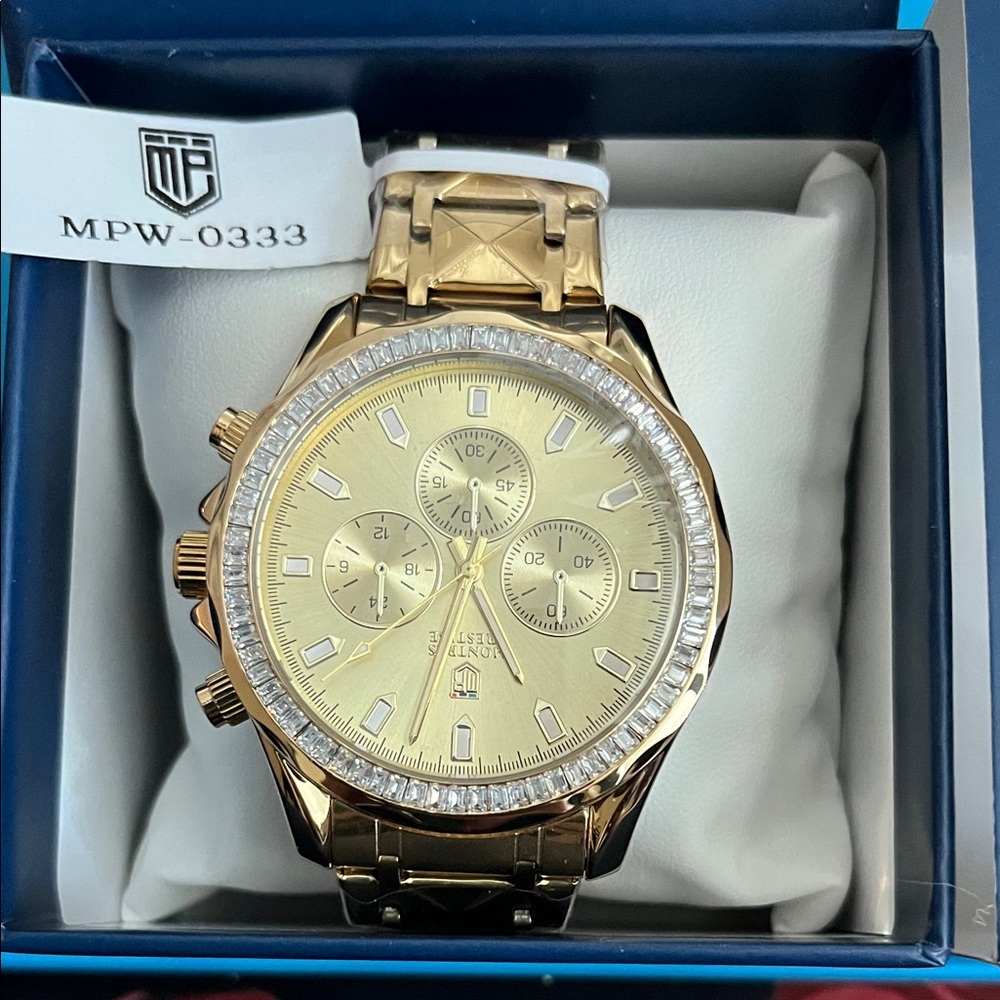 Gold Wristwatch with Chronograph Montres Prestige beautiful model # MPW -0333